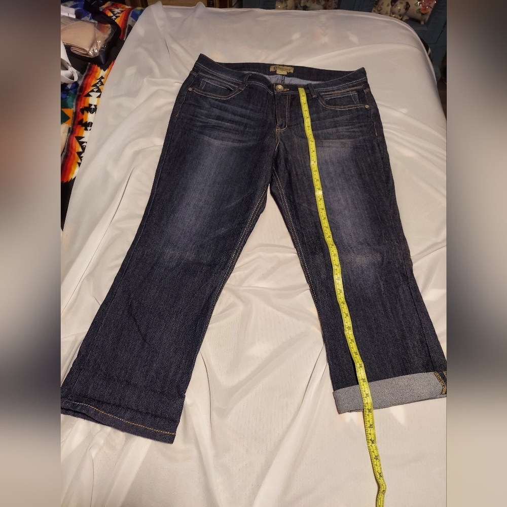 Democracy Dark Blue Straight Leg Cropped Jeans 14 NWOT